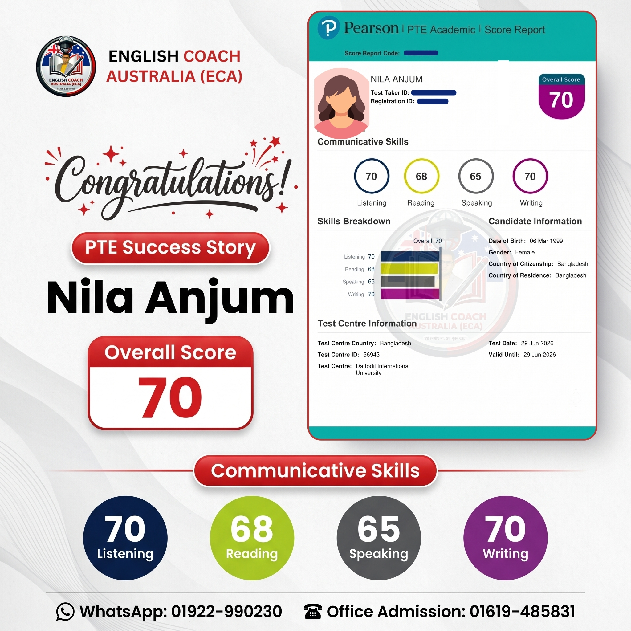Nila Anjum PTE Success Story