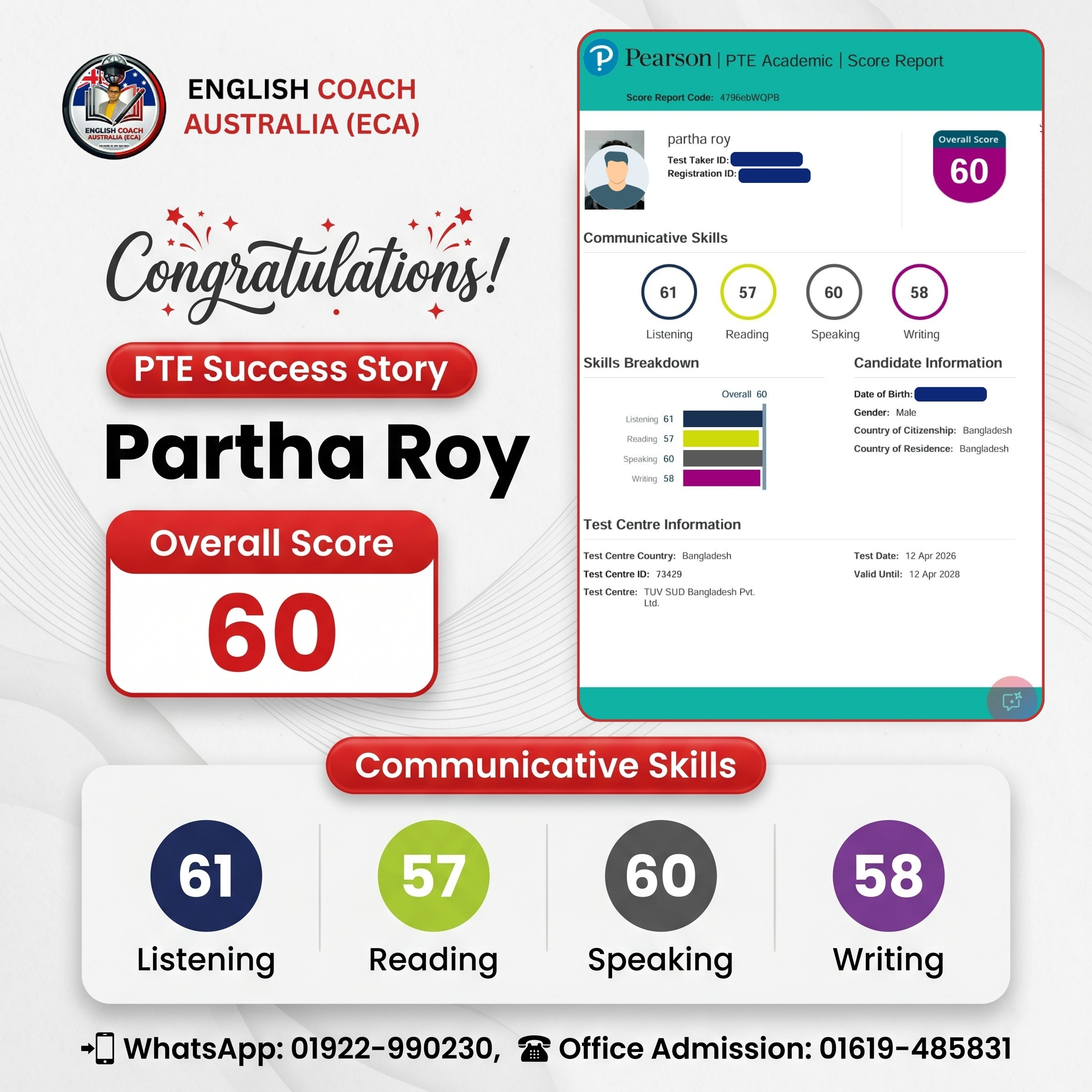 Partha Roy PTE Success Story