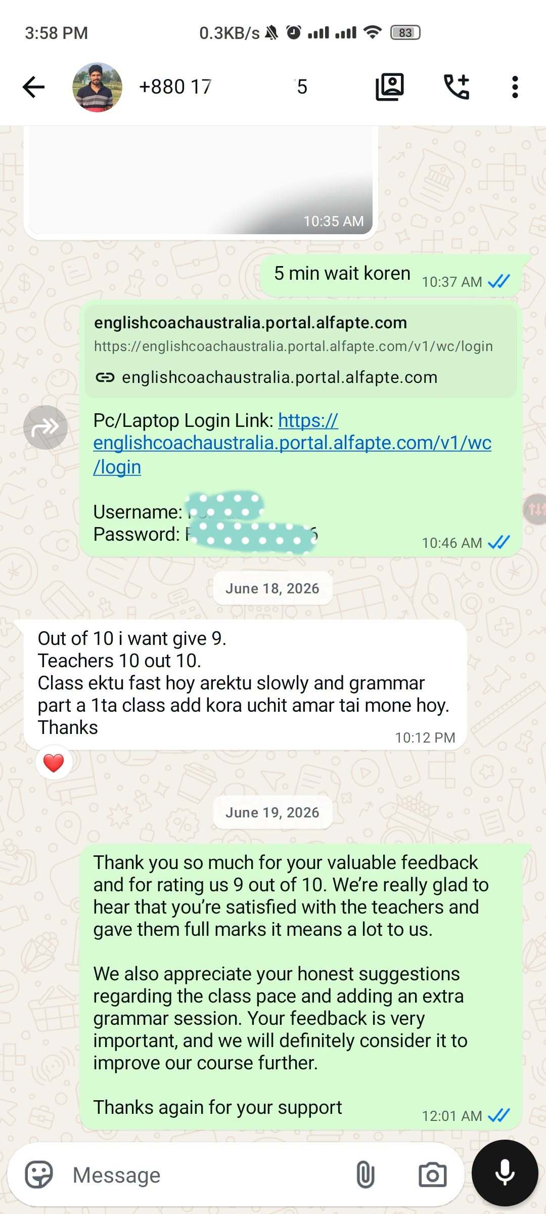 PTE Student Review 2