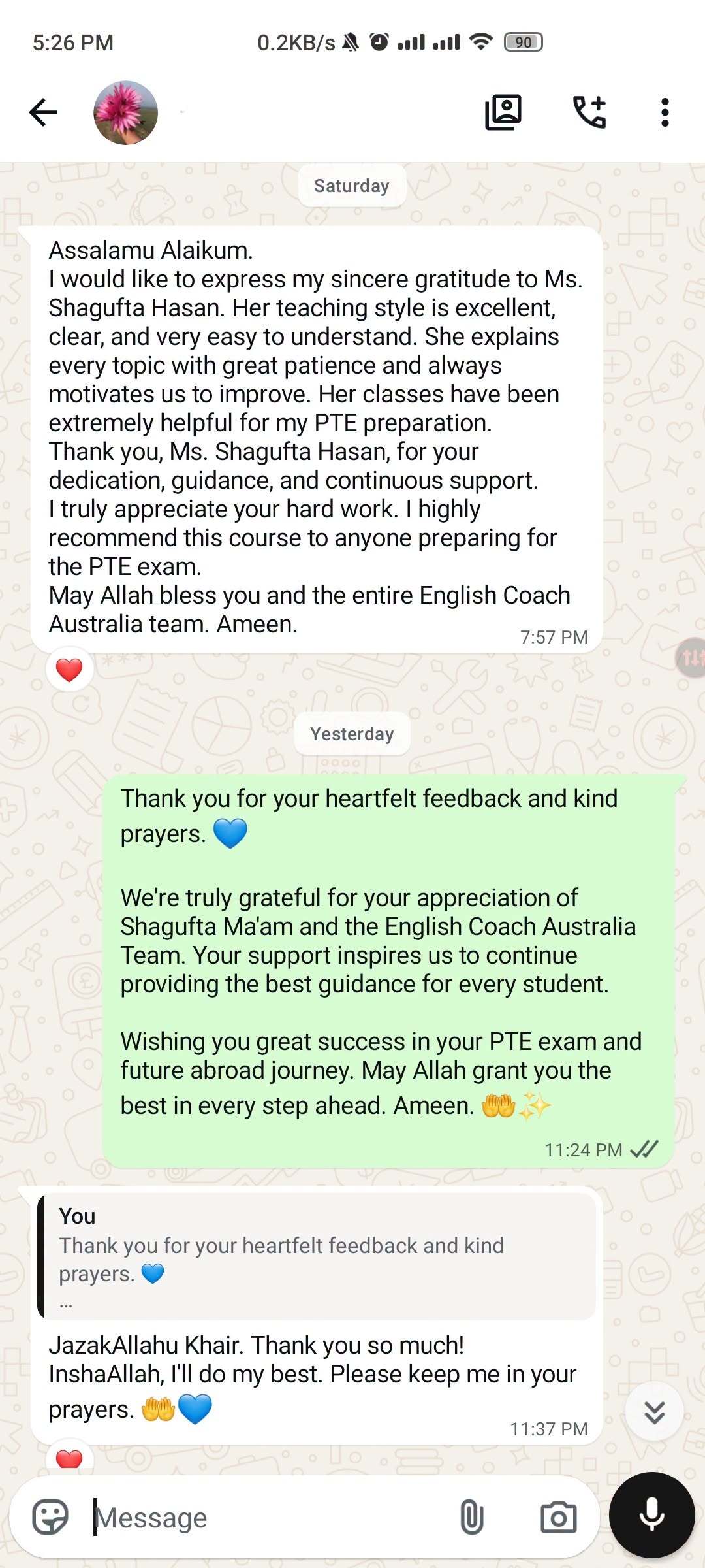 PTE Student Review 9